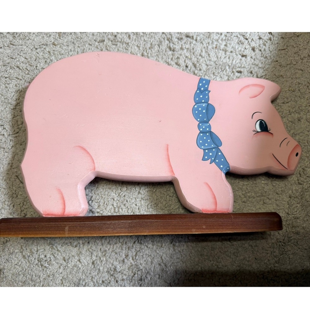Vintage Wooden Pig Decor Farmhouse Cottagecore Rustic